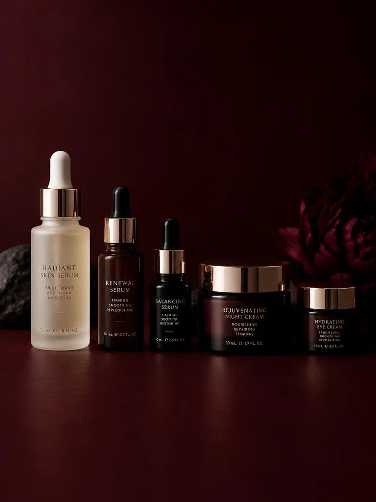 Productos de cuidado facial ordenados